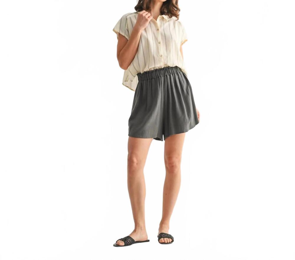 NEW FUN 2 FUN flowy linen shorts in olive
